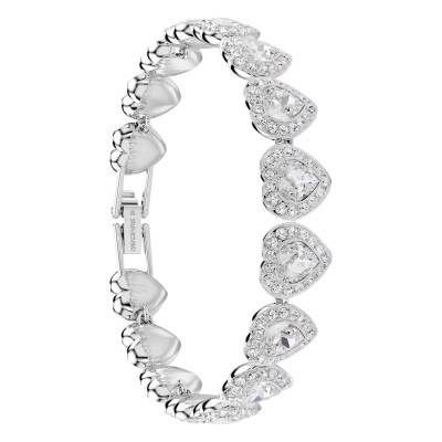 Ariana Grande x Swarovski Rhodium-Plated Metal & White Crystals Heart Bracelet, Length 17 cm to 22 cm - 5720860 - Swarovski