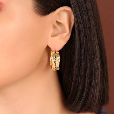 Boucles d'oreilles rim plaqué or spinelle noire - Etrusca Gioielli