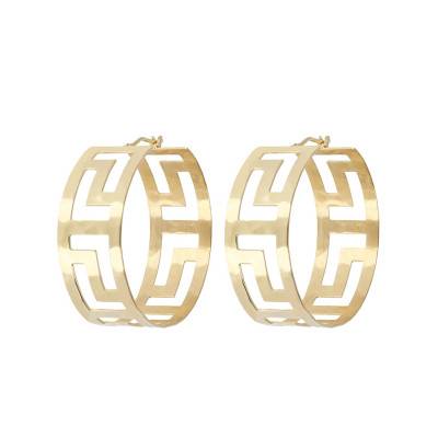 Boucles d'oreilles plaqué or grecques cercles, Diamètre 38 mm - Etrusca Gioielli