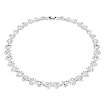 Ariana Grande x Swarovski Rhodium-Plated Metal & White Crystals Tennis Necklace, Length 38 cm to 46 cm - 5720857 - Swarovski