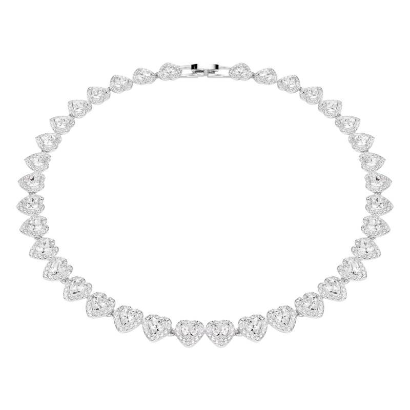 Ariana Grande x Swarovski Rhodium-Plated Metal & White Crystals Tennis Necklace, Length 38 cm to 46 cm - 5720857 - Swarovski