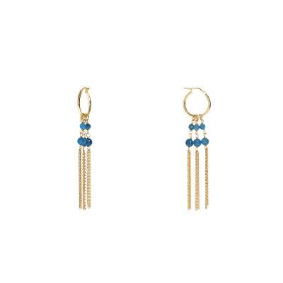 Boucles d'oreilles plaqué or pendantes pierre apatite - Etrusca Gioielli