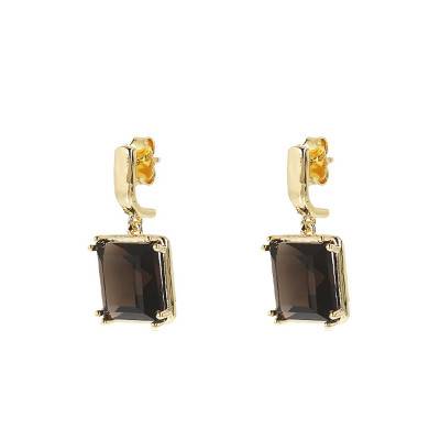 Boucles d'oreilles plaqué or pendantes Quartz fumé - Etrusca Gioielli