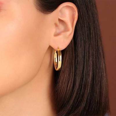 Boucles d'oreilles plaqué or créoles moyenne, Diamètre 25 mm - Etrusca Gioielli