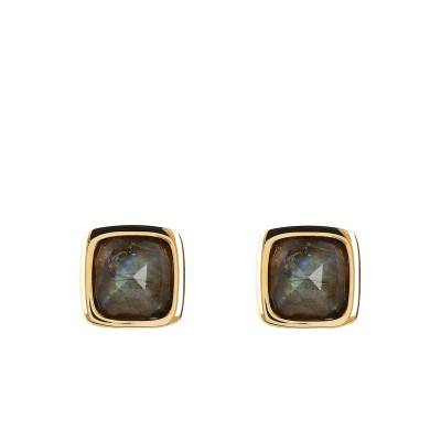 Boucles d'oreilles plaqué or pierre labradorite - Etrusca Gioielli