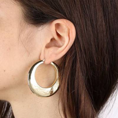 Boucles d'oreilles plaqué or anneaux électroformés, Diamètre 47 mm - Etrusca Gioielli