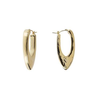 Boucles d'oreilles créoles plaqué or pendantes cercles épais, 41 mm - Etrusca Gioielli