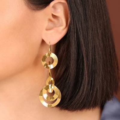 Boucles d'oreilles plaqué or disques pendant - Etrusca Gioielli