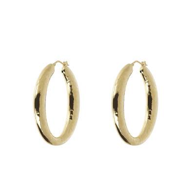 Boucles d'oreilles créoles plaqué or anneaux épais, Diamètre 47 mm - Etrusca Gioielli