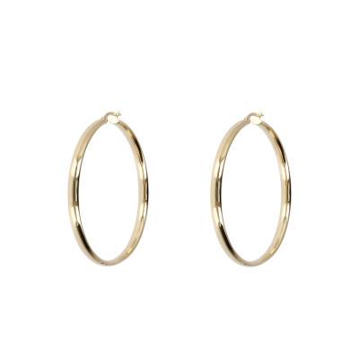 Boucles d'oreilles plaqué or grandes créoles, Diamètre 50 mm - Etrusca Gioielli