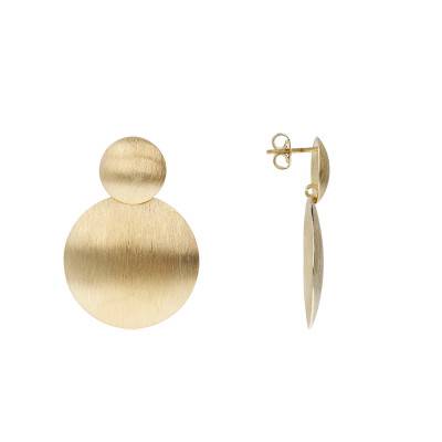 Boucles d'oreilles plaqué or cercles satinés pendantes - Etrusca Gioielli