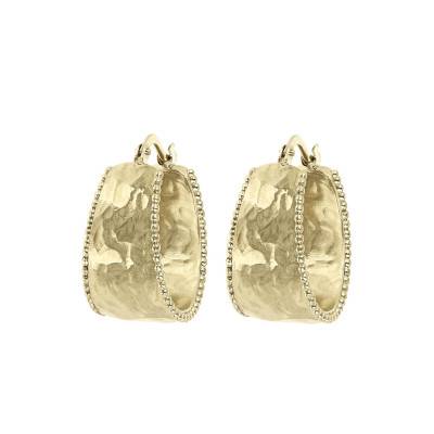 Boucles d'oreilles plaqué or petites épaisses martelés, Diamètre 20 mm - Etrusca Gioielli