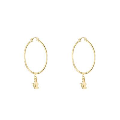 Crocodile Gold-Tone Steel Hoop Earrings, Diameter 34 mm - 2040376 - Lacoste