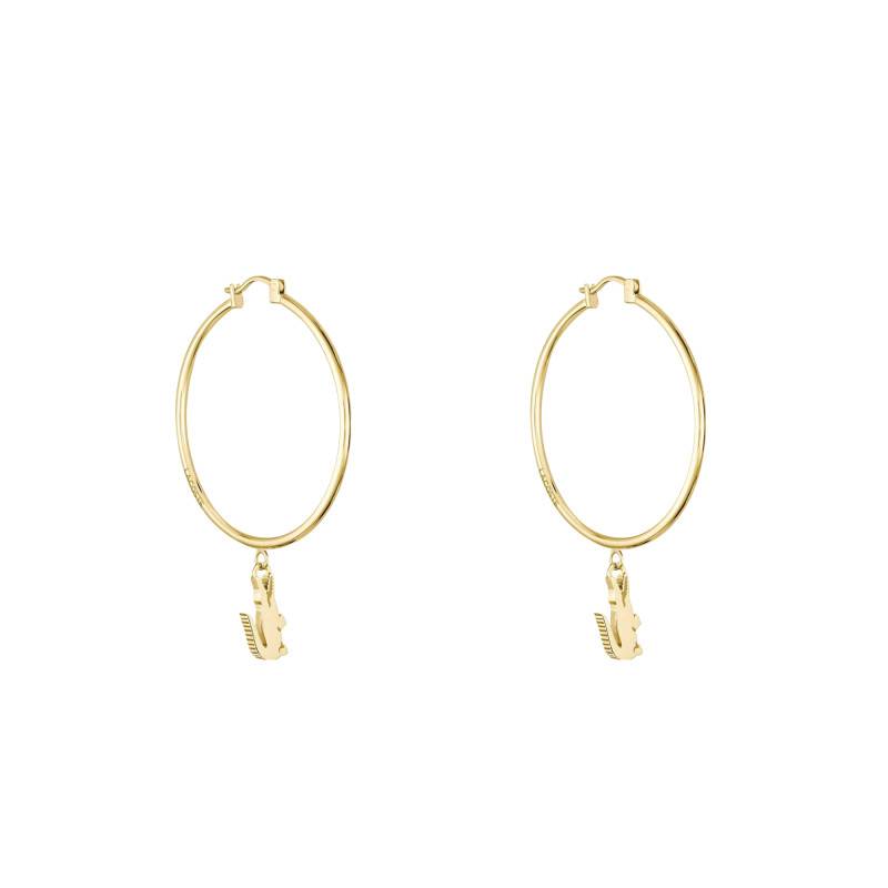 Crocodile Gold-Tone Steel Hoop Earrings, Diameter 34 mm - 2040376 - Lacoste