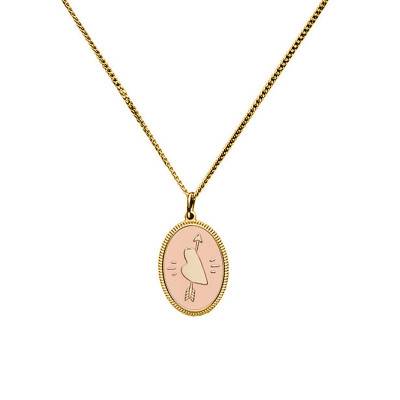 Collier coeur & flèche acier doré, JF03295710, Longueur 40 cm à 45 cm - Fossil
