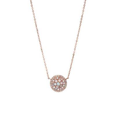 Rose Gold Steel & Mother-of-Pearl Disc Necklace, Length 40 cm to 45 cm - JF01740791 - Fossil