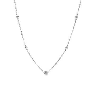Elliott Glitz 925 Silver & Crystal Necklace, Length 40 cm to 45 cm - JFS00453040 - Fossil