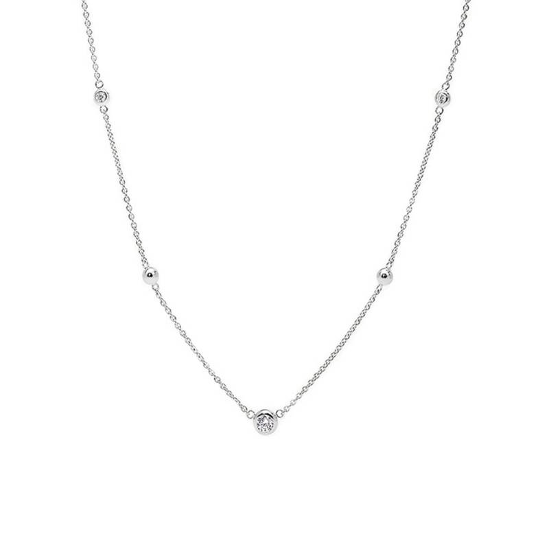 Elliott Glitz 925 Silver & Crystal Necklace, Length 40 cm to 45 cm - JFS00453040 - Fossil