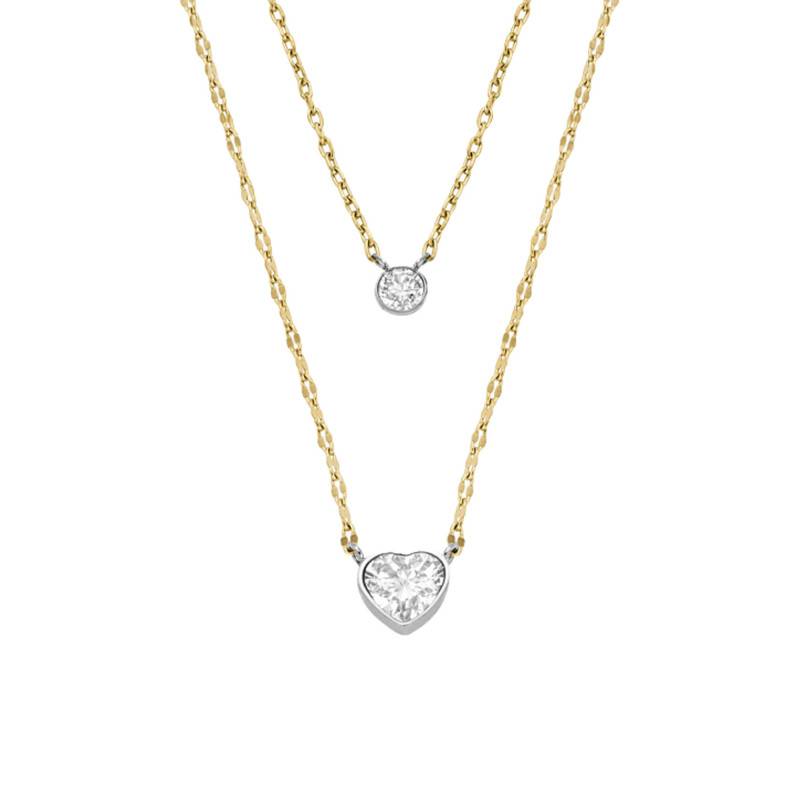 Sadie Bicolor Double Cable Chain Stainless Steel & Cubic Zirconia Necklace, 36 to 41 cm - JF04357998 - Fossil