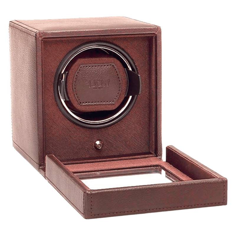 Brown Cubs & Cubbies Single Watch Winder with Lid - Wolf 1834