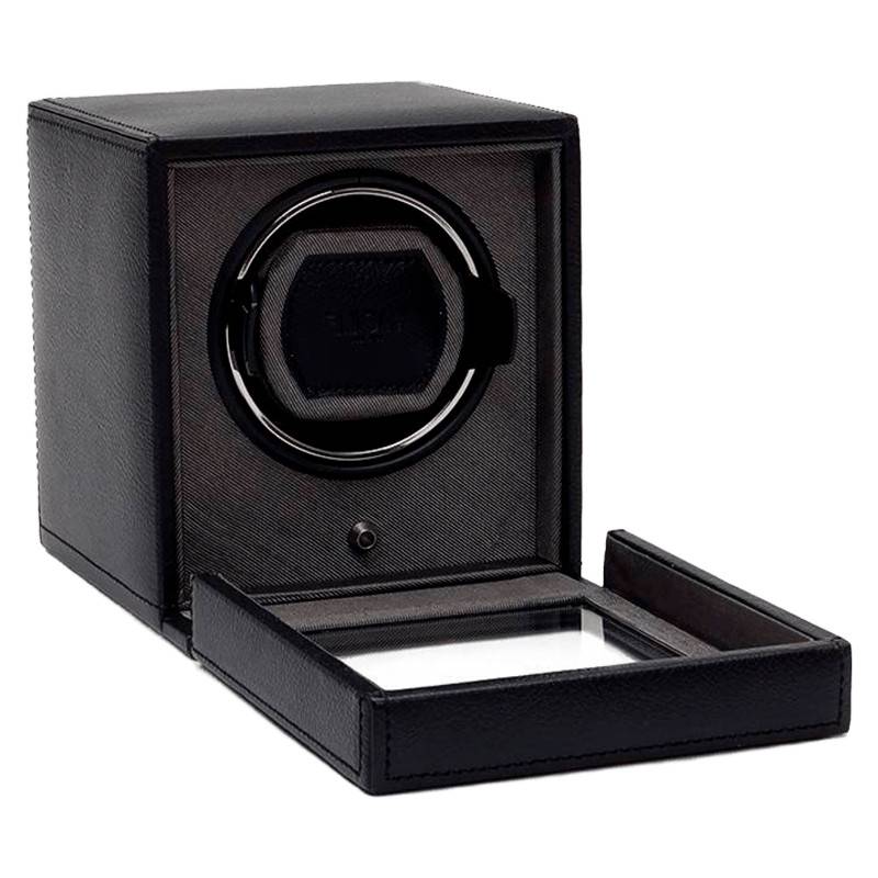 Black Single Watch Winder Cubs & Cubbies with Lid - Wolf 1834
