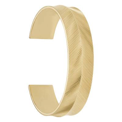 Harlow Gold-Tone Stainless Steel Open Bangle Bracelet, Length 18.50 cm, Width 15.40 mm - Fossil