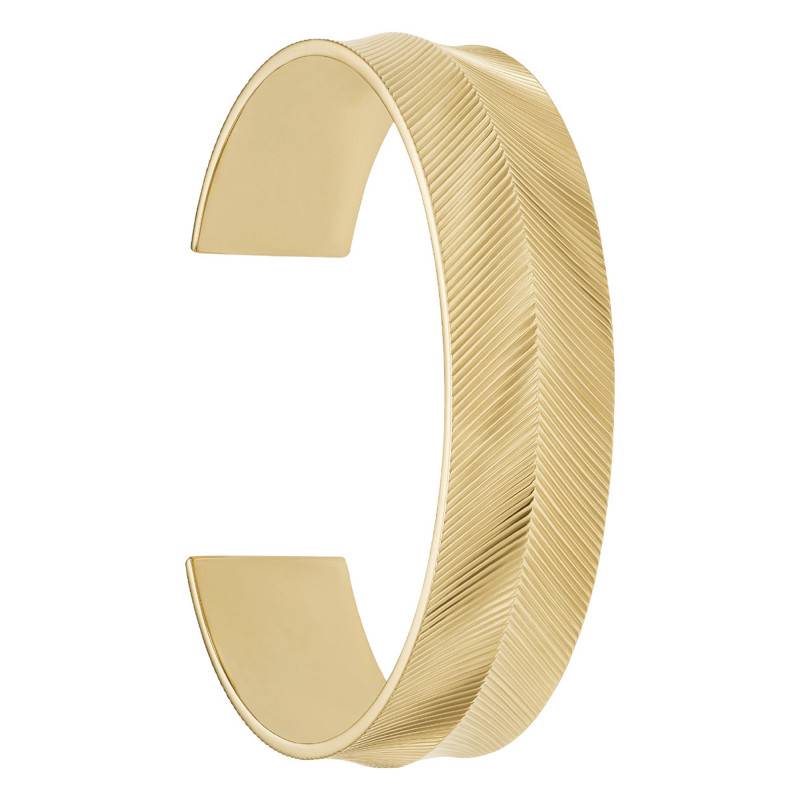 Harlow Gold-Tone Stainless Steel Open Bangle Bracelet, Length 18.50 cm, Width 15.40 mm - Fossil