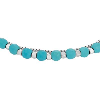 Bracelet Double Brins Turquoise & Acier inoxydable, Longueur 16,50 à 20 cm - Fossil
