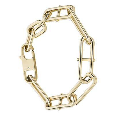 Bracelet Chaîne Heritage D-Link Acier Doré, Longueur 16,5 cm à 19 cm - Fossil