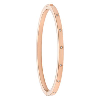 Rose Steel & Cubic Zirconia Sadie Shine Bright Bangle Bracelet, Length 17,50 cm, Width 0,40 cm - JF04394791 - Fossil