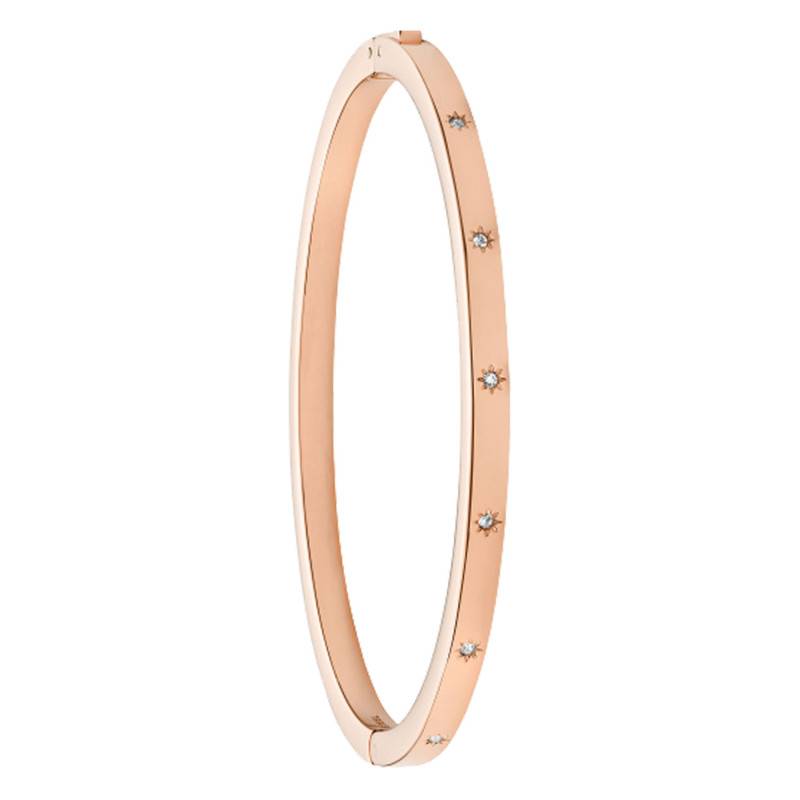 Rose Steel & Cubic Zirconia Sadie Shine Bright Bangle Bracelet, Length 17,50 cm, Width 0,40 cm - JF04394791 - Fossil