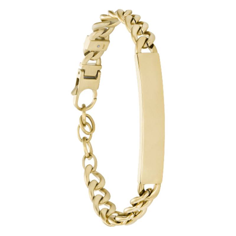 Gold-Tone Steel ID Bracelet, Length 18,50 to 20 cm, Width 1,70 cm - Fossil