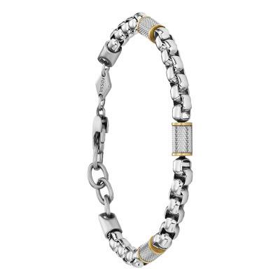 Fossil All Stacked Up Two-Tone Steel Box Chain Bracelet, 18 cm to 19.50 cm - Fossil
