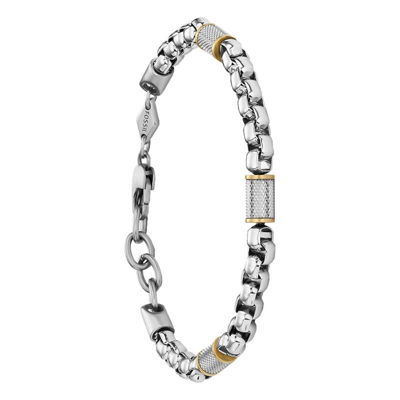 Fossil All Stacked Up Two-Tone Steel Box Chain Bracelet, 18 cm to 19.50 cm - Fossil