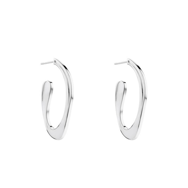 Harmonious Connection Steel & White Crystal Hoop Earrings - 35000689 - Calvin Klein