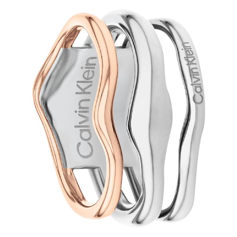 CK Wavy Two-Tone Steel Ring - 35000651D - Calvin Klein