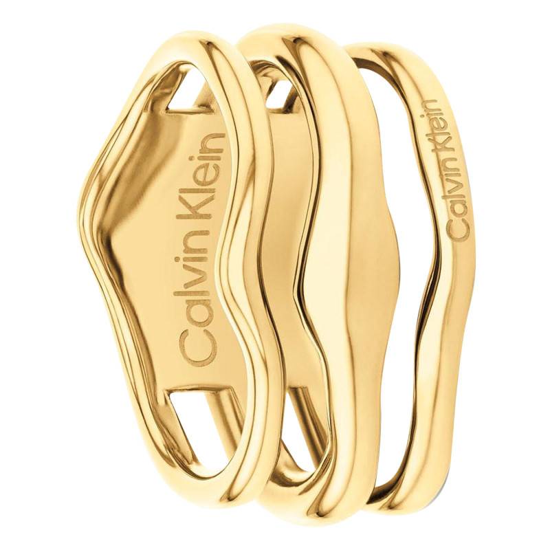 CK Wavy Gold-Tone Steel Ring - 35000723D - Calvin Klein