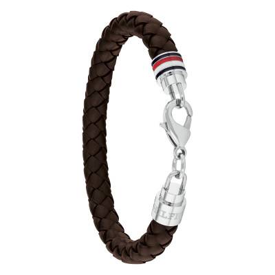 Brown Leather & Steel Iconic TH Bracelet, 19 cm - 2790546 - Tommy Hilfiger