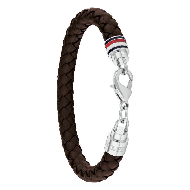 Brown Leather & Steel Iconic TH Bracelet, 19 cm - 2790546 - Tommy Hilfiger