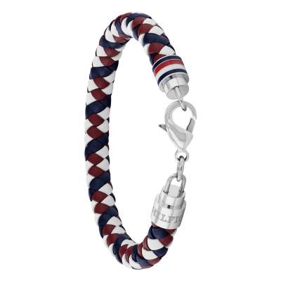 Tyson Steel & Tricolor Leather Bracelet, 19 cm Length - 22790633 - Tommy Hilfiger