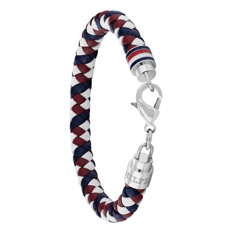 Tyson Steel & Tricolor Leather Bracelet, 19 cm Length - 22790633 - Tommy Hilfiger