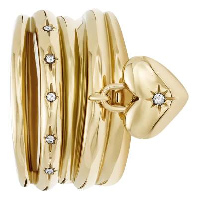 Bague Coeur Sadie All My love en Acier Doré & Pierres Blanches - Fossil