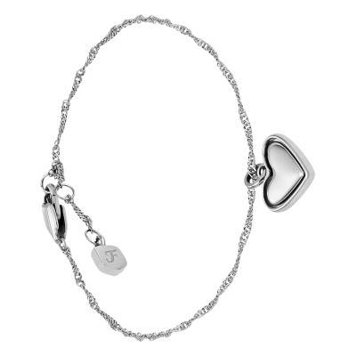 Bracelet Coeur Rotatif Legacy Heart en Acier, Longueur 16,50 à 19 cm - Fossil