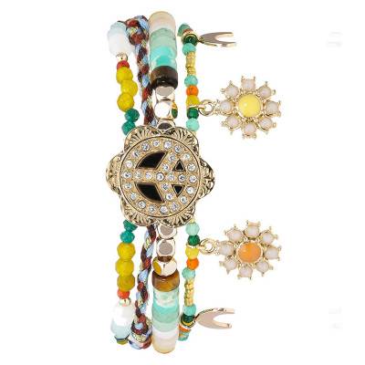 Yellow Gold-Plated Peace and Love Siempre Cuff Bracelet, 16.5 cm to 18.5 cm - Hipanema