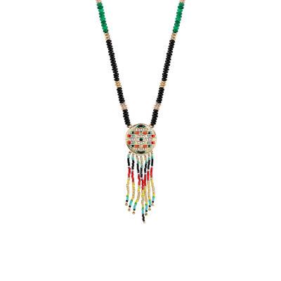 Hipanema Mokassin Gold & Multicolor Stone Necklace, Adjustable Length - Hipanema