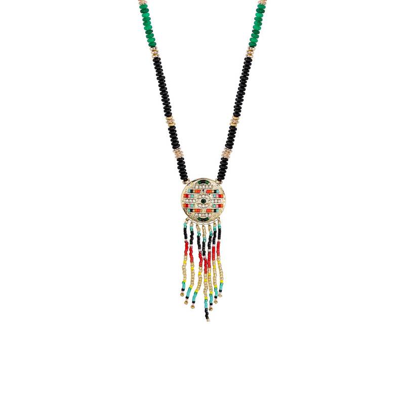 Hipanema Mokassin Gold & Multicolor Stone Necklace, Adjustable Length - Hipanema