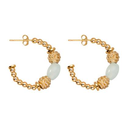 Créoles Goldhy Pierres Blanches en Cuivre Doré - Hipanema