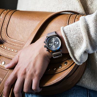 Montre Clubmaster Classic Chrono Gris Taupe 19140.SA.T.30.NT - Briston