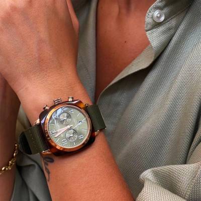 Montre Clubmaster Classic Chrono Vert Olive 19140.SA.T.26.NOL - Briston