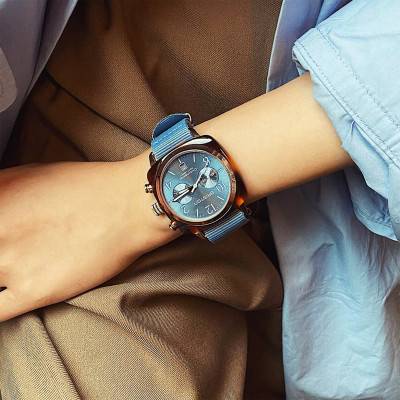Briston Clubmaster Classic Chrono Glacier Blue Watch 19140.SA.T.25.NIB - Briston